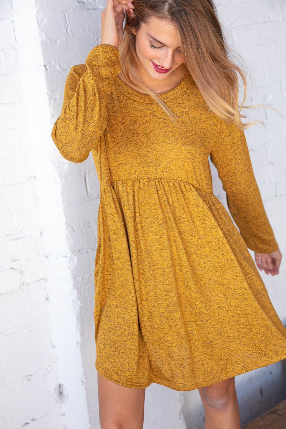 Sunflower Two Tone Babydoll Pocketed Dress