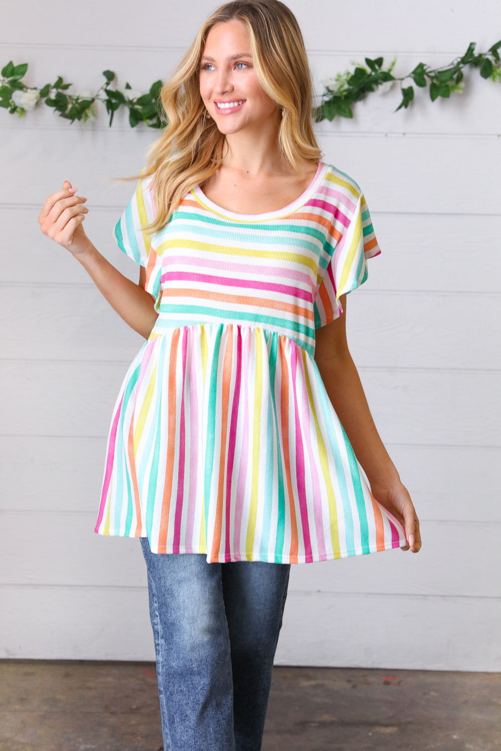 Lavender Rainbow Stripe Babydoll To