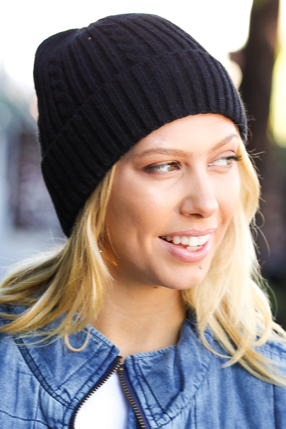 Black Cable Knit Beanie