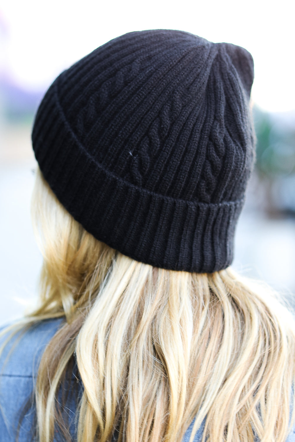 Black Cable Knit Beanie