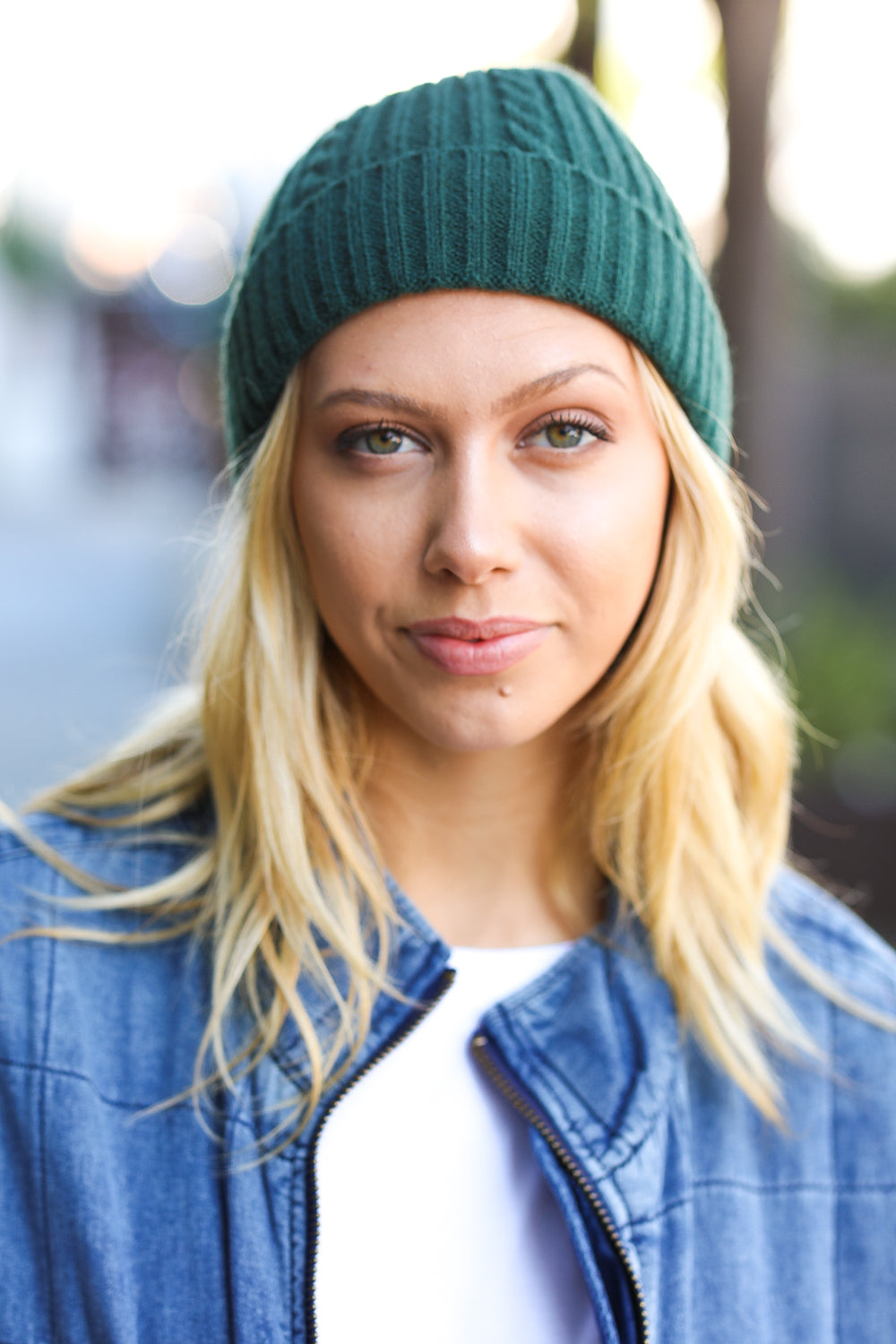 Let's Go Emerald Green Cable Knit Beanie