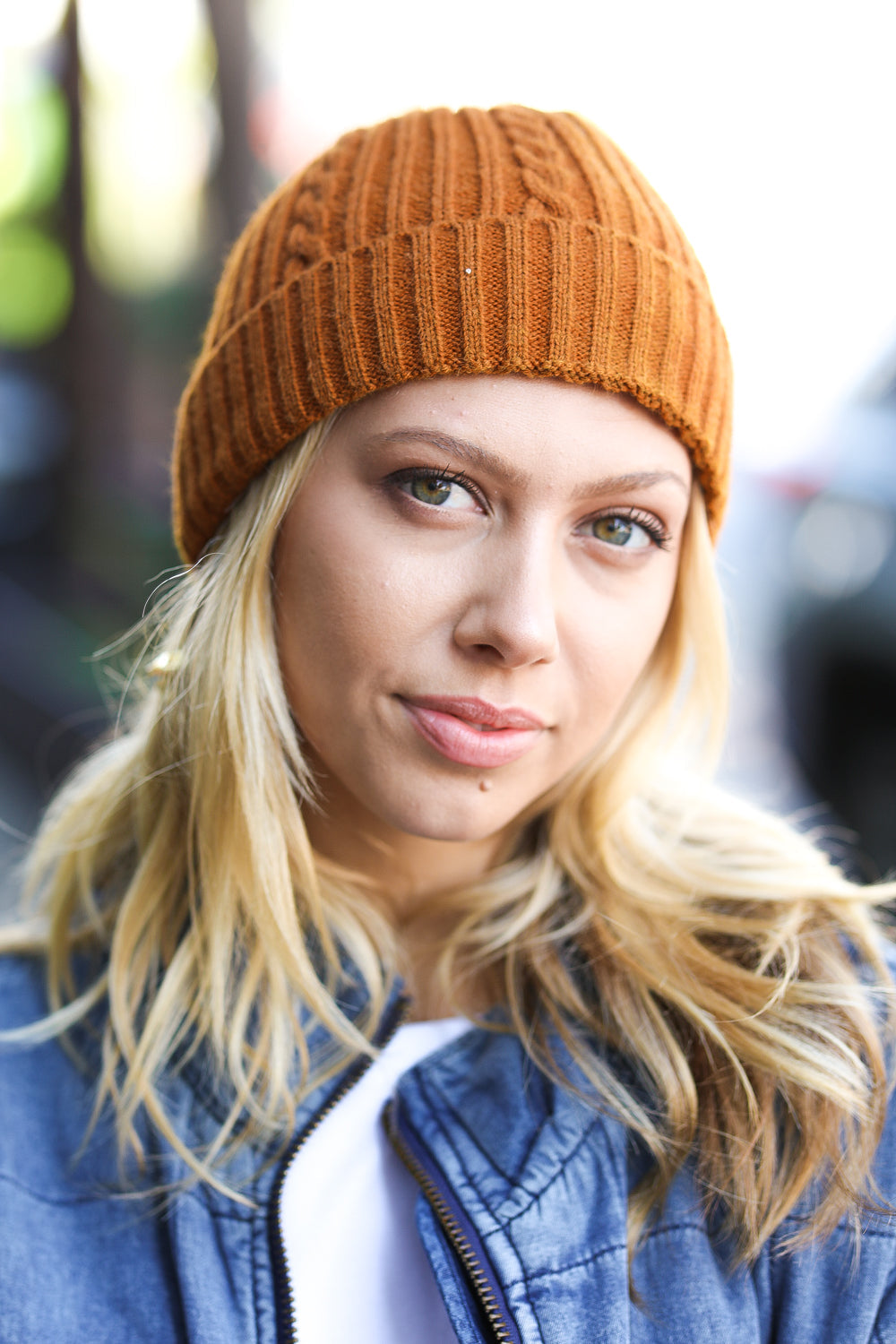 Let's Go Mustard Cable Knit Beanie