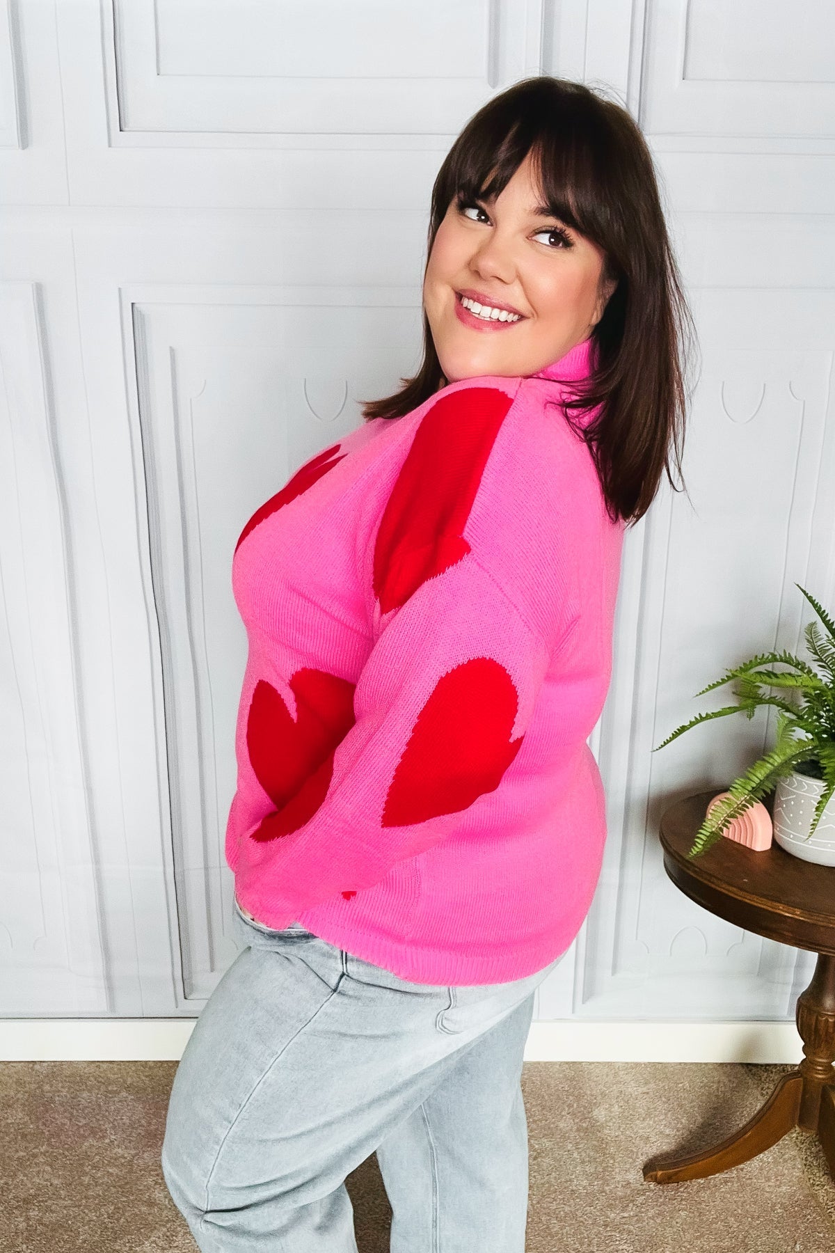 Cupid's Arrow Pink & Red Heart Jacquard Sweater