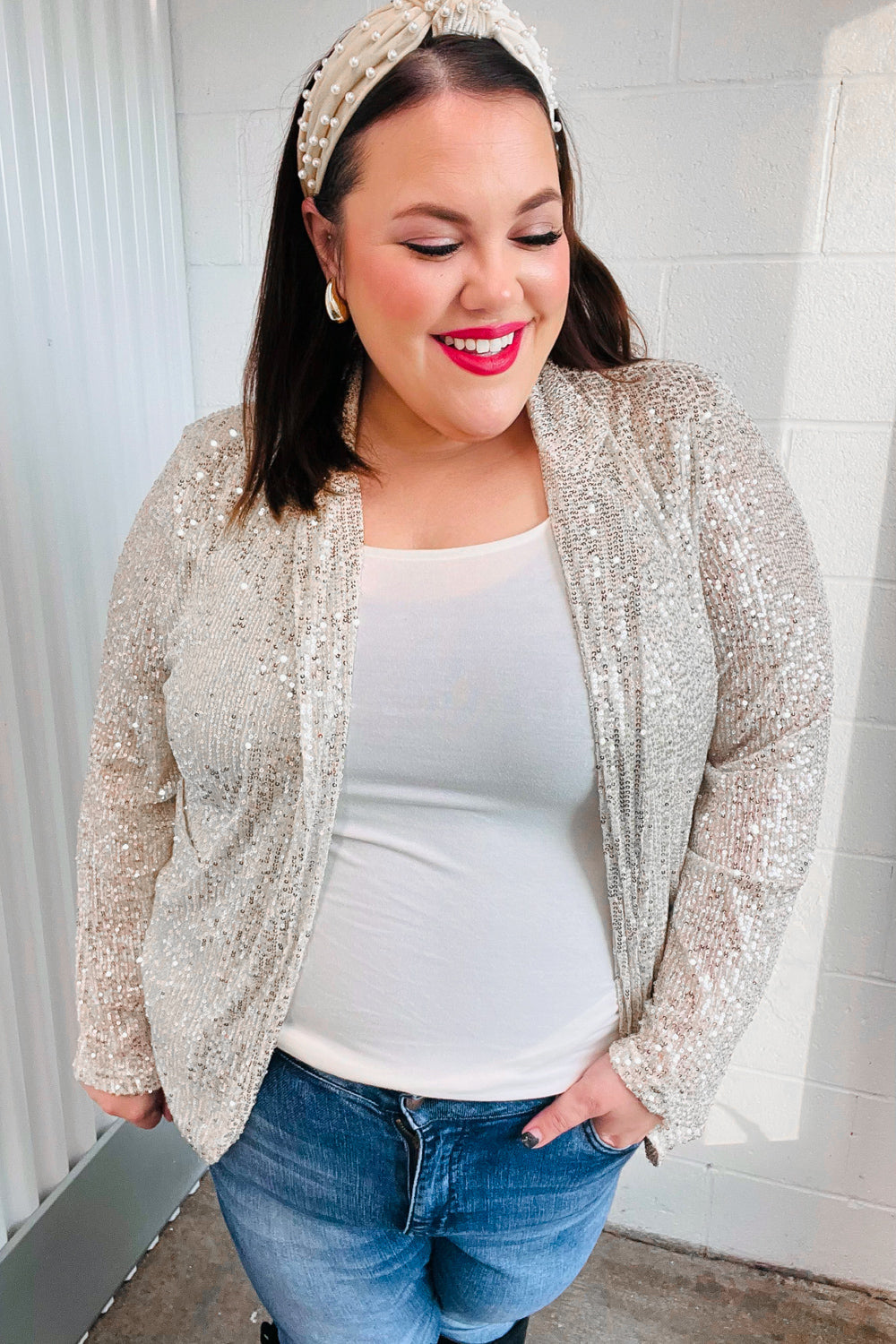 Be Your Own Star Silver Sequin Open Blazer